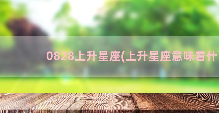 0828上升星座(上升星座意味着什么)