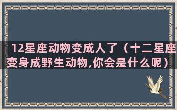 12星座动物变成人了（十二星座变身成野生动物,你会是什么呢）