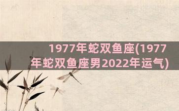 1977年蛇双鱼座(1977年蛇双鱼座男2022年运气)