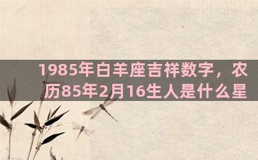 1985年白羊座吉祥数字，农历85年2月16生人是什么星