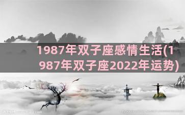 1987年双子座感情生活(1987年双子座2022年运势)