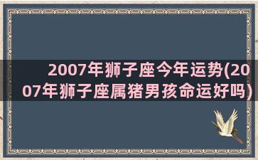 2007年狮子座今年运势(2007年狮子座属猪男孩命运好吗)