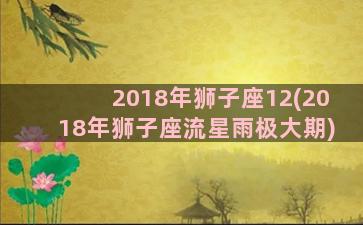 2018年狮子座12(2018年狮子座流星雨极大期)