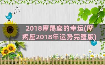 2018摩羯座的幸运(摩羯座2018年运势完整版)