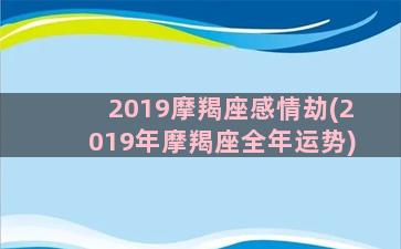 2019摩羯座感情劫(2019年摩羯座全年运势)