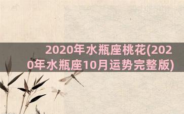 2020年水瓶座桃花(2020年水瓶座10月运势完整版)