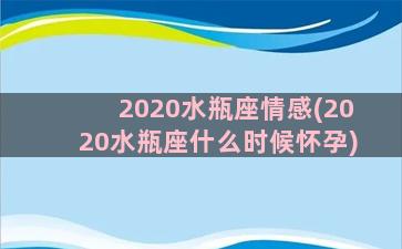 2020水瓶座情感(2020水瓶座什么时候怀孕)