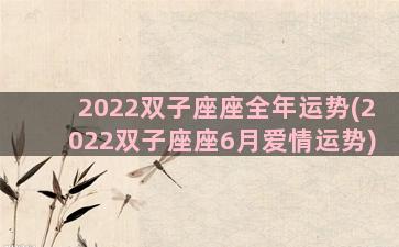 2022双子座座全年运势(2022双子座座6月爱情运势)