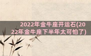 2022年金牛座开运石(2022年金牛座下半年太可怕了)