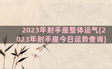 2023年射手座整体运气(2023年射手座今日运势查询)