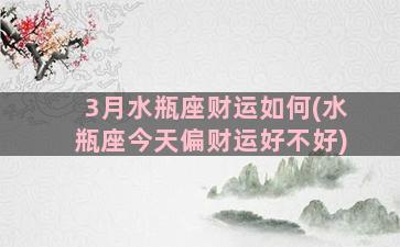 3月水瓶座财运如何(水瓶座今天偏财运好不好)