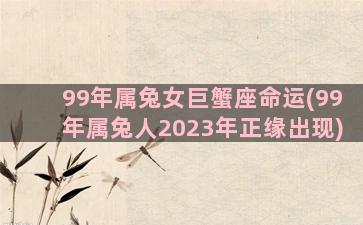 99年属兔女巨蟹座命运(99年属兔人2023年正缘出现)