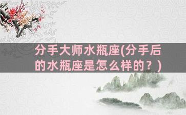 分手大师水瓶座(分手后的水瓶座是怎么样的？)