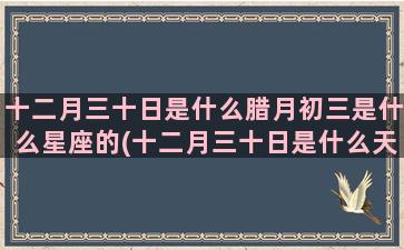 十二月三十日是什么腊月初三是什么星座的(十二月三十日是什么天气)