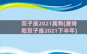 双子座2021属狗(唐绮阳双子座2021下半年)