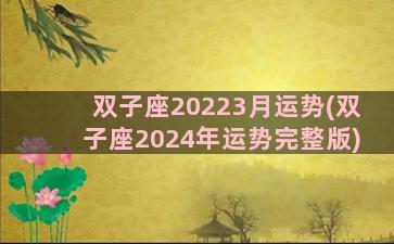 双子座20223月运势(双子座2024年运势完整版)