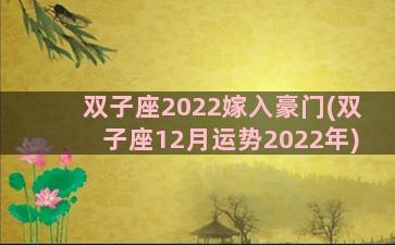 双子座2022嫁入豪门(双子座12月运势2022年)