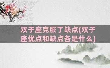 双子座克服了缺点(双子座优点和缺点各是什么)