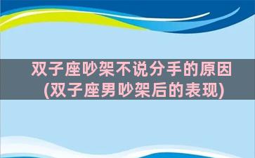 双子座吵架不说分手的原因(双子座男吵架后的表现)