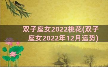 双子座女2022桃花(双子座女2022年12月运势)