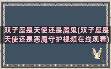 双子座是天使还是魔鬼(双子座是天使还是恶魔守护视频在线观看)