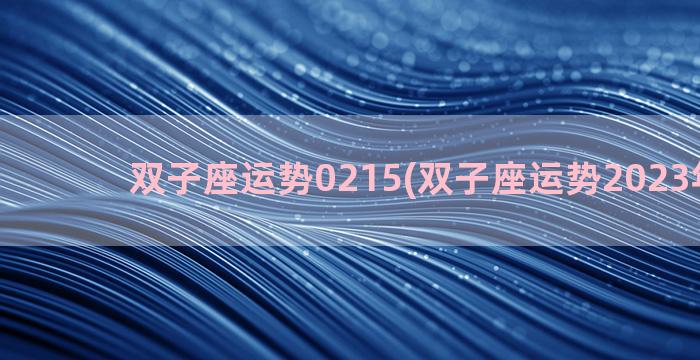 双子座运势0215(双子座运势2023年运势)