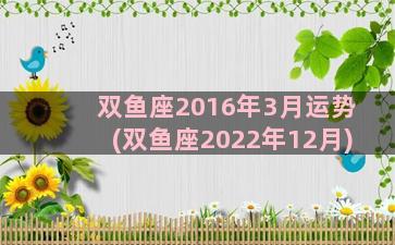 双鱼座2016年3月运势(双鱼座2022年12月)