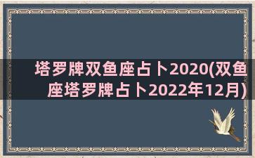 塔罗牌双鱼座占卜2020(双鱼座塔罗牌占卜2022年12月)