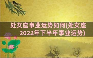 处女座事业运势如何(处女座2022年下半年事业运势)