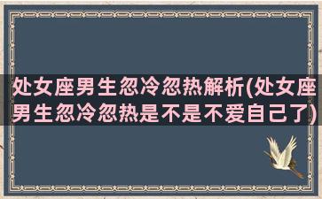 处女座男生忽冷忽热解析(处女座男生忽冷忽热是不是不爱自己了)