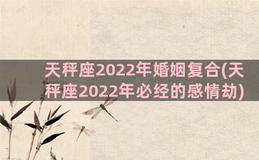 天秤座2022年婚姻复合(天秤座2022年必经的感情劫)