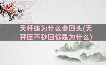 天秤座为什么会回头(天秤座不秒回你是为什么)