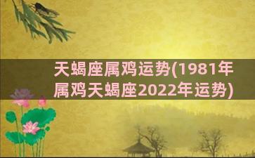 天蝎座属鸡运势(1981年属鸡天蝎座2022年运势)