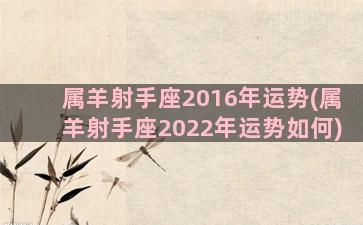 属羊射手座2016年运势(属羊射手座2022年运势如何)