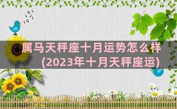 属马天秤座十月运势怎么样(2023年十月天秤座运)