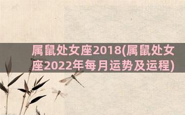 属鼠处女座2018(属鼠处女座2022年每月运势及运程)