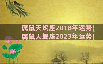 属鼠天蝎座2018年运势(属鼠天蝎座2023年运势)