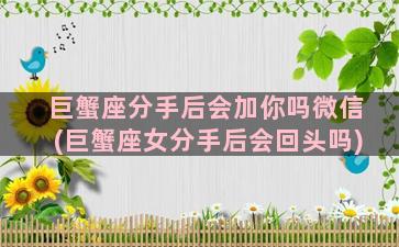 巨蟹座分手后会加你吗微信(巨蟹座女分手后会回头吗)