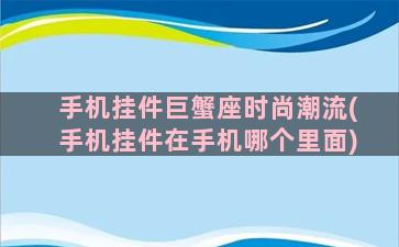 手机挂件巨蟹座时尚潮流(手机挂件在手机哪个里面)