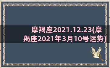 摩羯座2021.12.23(摩羯座2021年3月10号运势)