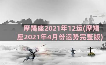 摩羯座2021年12运(摩羯座2021年4月份运势完整版)