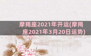 摩羯座2021年开运(摩羯座2021年3月20日运势)