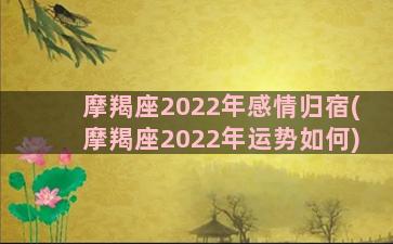 摩羯座2022年感情归宿(摩羯座2022年运势如何)