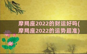 摩羯座2022的财运好吗(摩羯座2022的运势超准)