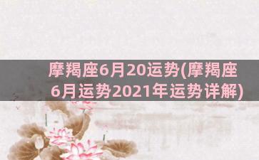 摩羯座6月20运势(摩羯座6月运势2021年运势详解)