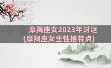 摩羯座女2023年财运(摩羯座女生性格特点)