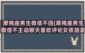 摩羯座男生微信不回(摩羯座男生微信不主动聊天喜欢评论女孩朋友圈是为什么)