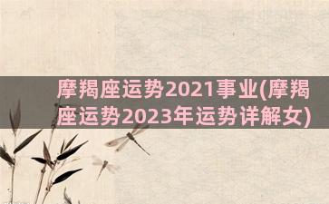 摩羯座运势2021事业(摩羯座运势2023年运势详解女)