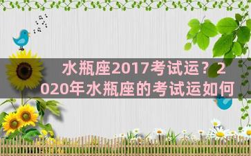 水瓶座2017考试运？2020年水瓶座的考试运如何