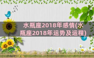 水瓶座2018年感情(水瓶座2018年运势及运程)